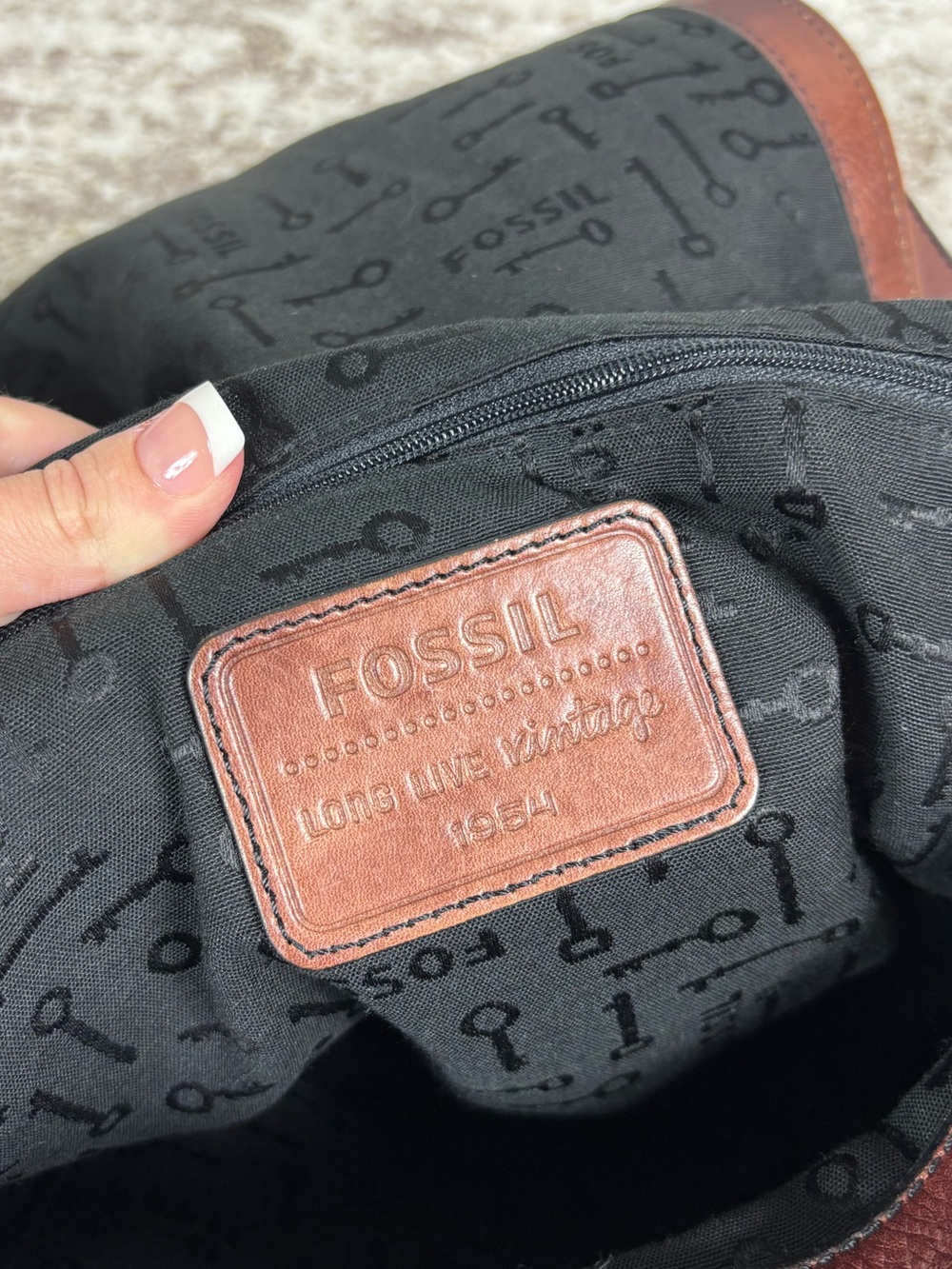 Fossil Brown Leather Crossbody Satchel - Picture 8 of 15